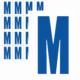 Značky písmen a čísel - Samolepiace tlačené písmeno na bielom podklade: M (Modré)