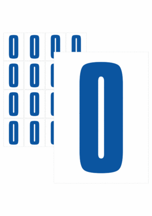 Značky písmen a čísel - Samolepiace tlačené písmeno na bielom podklade: O (Modré)