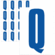 Značky písmen a čísel - Samolepiace tlačené písmeno na bielom podklade: Q (Modré)