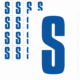 Značky písmen a čísel - Samolepiace tlačené písmeno na bielom podklade: S (Modré)