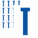 Značky písmen a čísel - Samolepiace tlačené písmeno na bielom podklade: T (Modré)