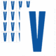 Značky písmen a čísel - Samolepiace tlačené písmeno na bielom podklade: V (Modré)