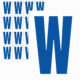 Značky písmen a čísel - Samolepiace tlačené písmeno na bielom podklade: W (Modré)