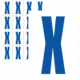 Značky písmen a čísel - Samolepiace tlačené písmeno na bielom podklade: X (Modré)