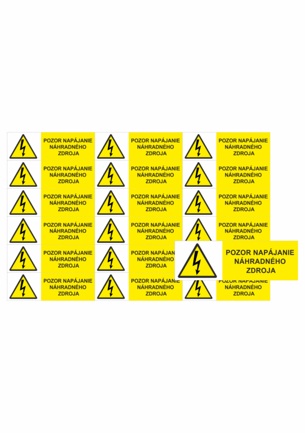 Elektro značenie - Symboly a aršíky: Pozor napajení náhradného zdroja