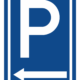 Značenie budov a priestorov - Parkovanie: Parkovisko šípka vlavo