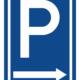Značenie budov a priestorov - Parkovanie: Parkovisko šípka vpravo