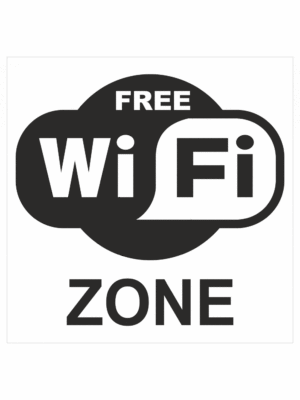 Značenie budov a priestorov - Označenie wifi pripojenie: Free WiFi zone