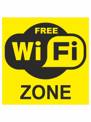 Značenie budov a priestorov - Označenie wifi pripojenie: Free WiFi zone (žltá)