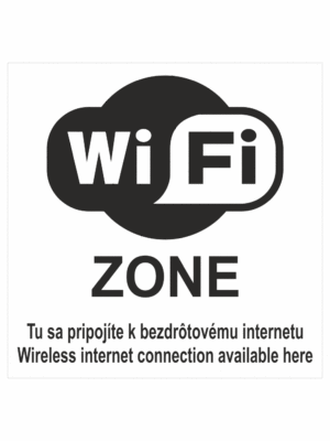 Značenie budov a priestorov - Označenie wifi pripojenie: WiFi zone / Tu sa pripojte