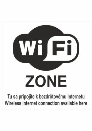 Značenie budov a priestorov - Označenie wifi pripojenie: WiFi zone / Tu sa pripojte