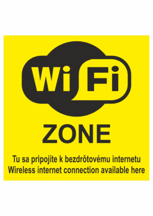 Značenie budov a priestorov - Označenie wifi pripojenie: WiFi zone / Tu sa pripojte (žltá)