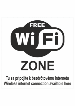 Značenie budov a priestorov - Označenie wifi pripojenie: Free WiFi zone / Tu sa pripojte