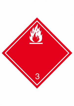 Označenie obalov nebezpečných látok - Symboly ADR: Nebezpečenstvo požiaru / Horľavé kapaliny č.3 (Biela)