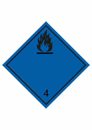 Označenie obalov nebezpečných látok - Symboly ADR: Nebezpečenstvo vyvýjania horľavého plynu pri styku s vodou č.4