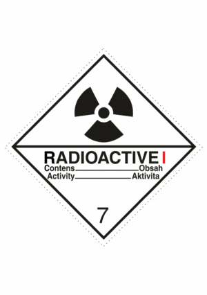 Označenie obalov nebezpečných látok - Symboly ADR: Radioaktívne látky kategorie I č.7