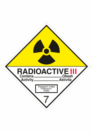Označenie obalov nebezpečných látok - Symboly ADR: Radioaktívna látka v kusoch kategorie III č.7