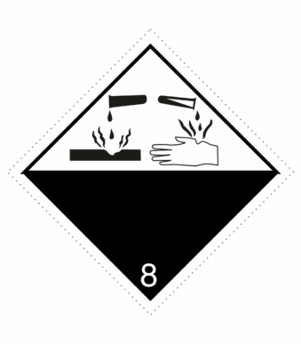 Označenie obalov nebezpečných látok - Symboly ADR: Žieravá látka č.8