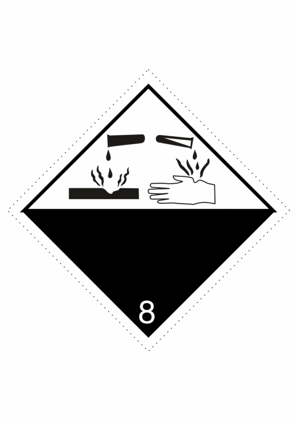Označenie obalov nebezpečných látok - Symboly ADR: Žieravá látka č.8
