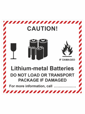 Označenie obalov nebezpečných látok - Prepravné štítky: Caution / Lithium-metal batteries
