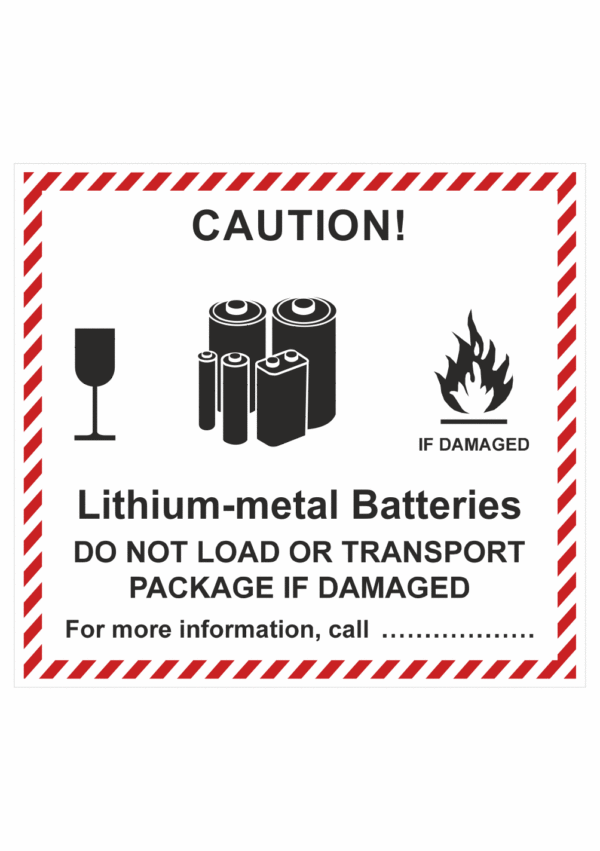 Označenie obalov nebezpečných látok - Prepravné štítky: Caution / Lithium-metal batteries