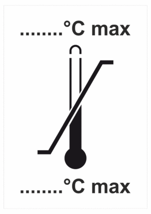 Označenie obalov nebezpečných látok - Prepravné štítky: Prípustné teplotné rozmedzie (°C max)