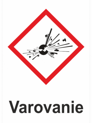 Označenie obalov nebezpečných látok - Výstražné symboly GHS/CLP s textom Varovanie: Výbušné