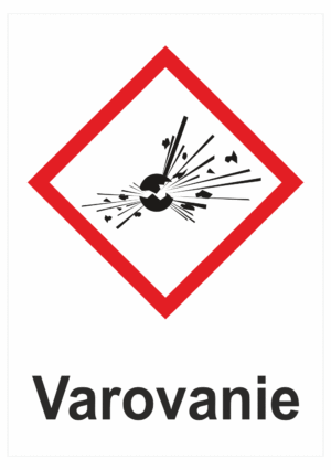 Označenie obalov nebezpečných látok - Výstražné symboly GHS/CLP s textom Varovanie: Výbušné