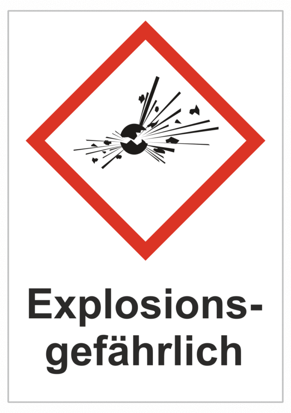 Označenie obalov nebezpečných látok - GHS symboly s textom: Explosions-gefährlich