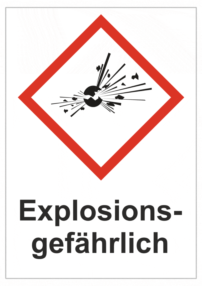 Označenie obalov nebezpečných látok - GHS symboly s textom: Explosions-gefährlich