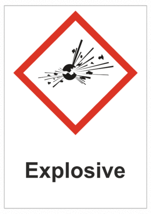 Označenie obalov nebezpečných látok - GHS symboly s textom: Explosive