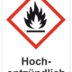 Označenie obalov nebezpečných látok - GHS symboly s textom: Hoch-entzündlich