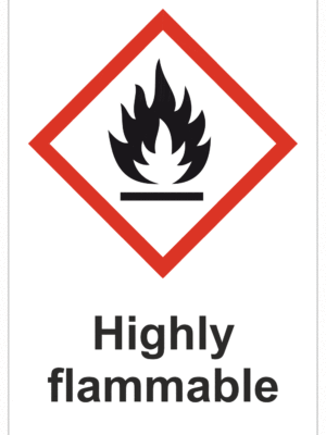 Označenie obalov nebezpečných látok - GHS symboly s textom: Higly flammable