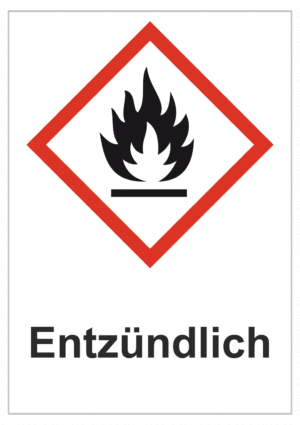 Označenie obalov nebezpečných látok - GHS symboly s textom: Entzündlich