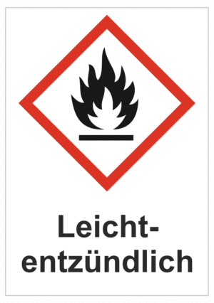 Označenie obalov nebezpečných látok - GHS symboly s textom: Leicht-entzündlich