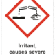 Označenie obalov nebezpečných látok - GHS symboly s textom: Irritant, causes severe eye damage