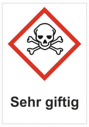 Označenie obalov nebezpečných látok - GHS symboly s textom: Sehr giftig