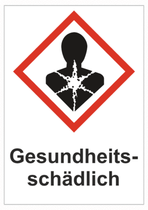 Označenie obalov nebezpečných látok - GHS symboly s textom: Gesundhets-schädlich