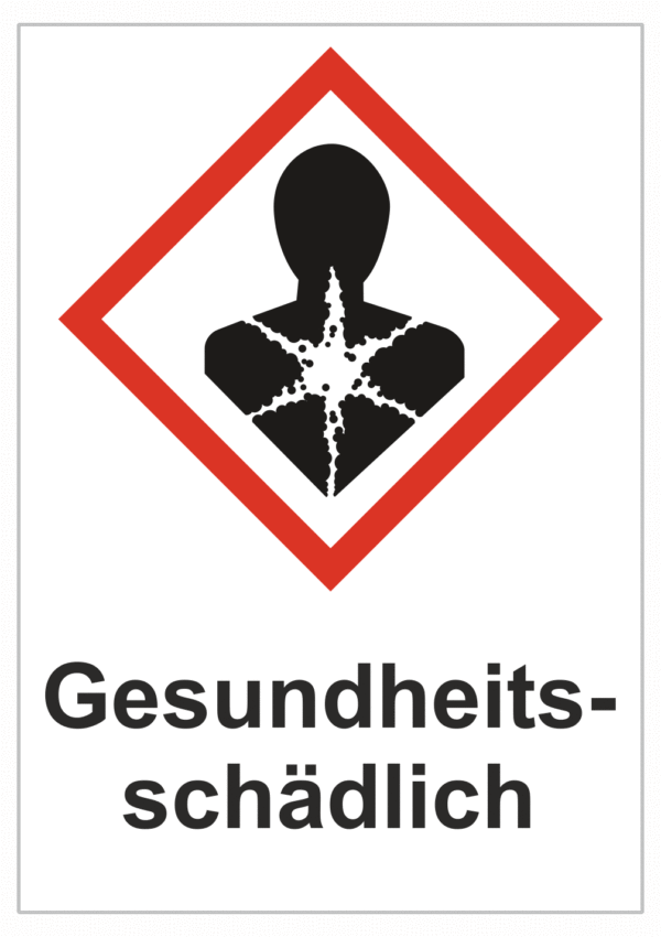 Označenie obalov nebezpečných látok - GHS symboly s textom: Gesundhets-schädlich