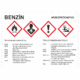 Označenie obalov nebezpečných látok - GHS štítok s názvem: Benzín / Nebezpečenstvo + text