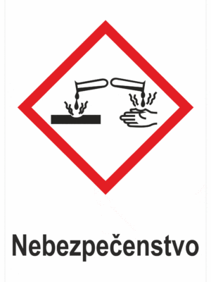 Označenie obalov nebezpečných látok - Výstražné symboly GHS/CLP s textom Nebezpečenstvo: Korozívne