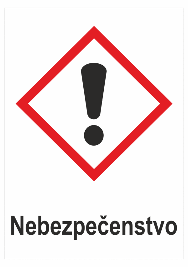 Označenie obalov nebezpečných látok - Výstražné symboly GHS/CLP s textom Nebezpečenstvo: Dráždivé