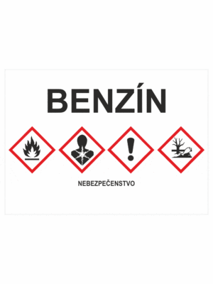 Označenie obalov nebezpečných látok - GHS štítok s názvem: Benzín / Nebezpečenstvo