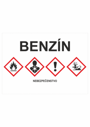Označenie obalov nebezpečných látok - GHS štítok s názvem: Benzín / Nebezpečenstvo