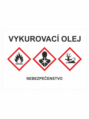 Označenie obalov nebezpečných látok - GHS štítok s názvem: Vykurovací olej / Nebezpečenstvo