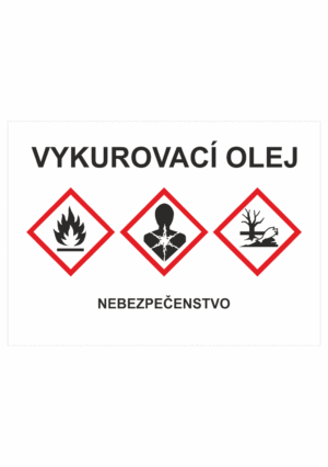 Označenie obalov nebezpečných látok - GHS štítok s názvem: Vykurovací olej / Nebezpečenstvo