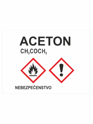 Označenie obalov nebezpečných látok - GHS štítok s názvem: Aceton / Nebezpečenstvo