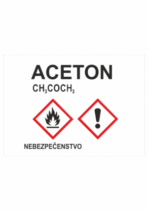 Označenie obalov nebezpečných látok - GHS štítok s názvem: Aceton / Nebezpečenstvo