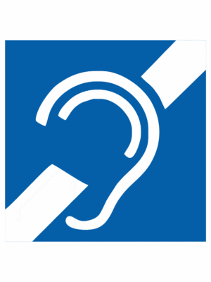 Značenie budov a priestorov - symboly dle 398/2009 sb.: Symbol zariadenia alebo priestoru pre osoby so sluchovým postihnutím