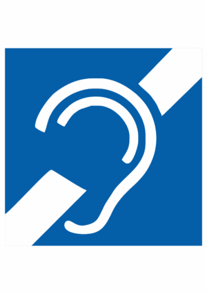 Značenie budov a priestorov - symboly dle 398/2009 sb.: Symbol zariadenia alebo priestoru pre osoby so sluchovým postihnutím